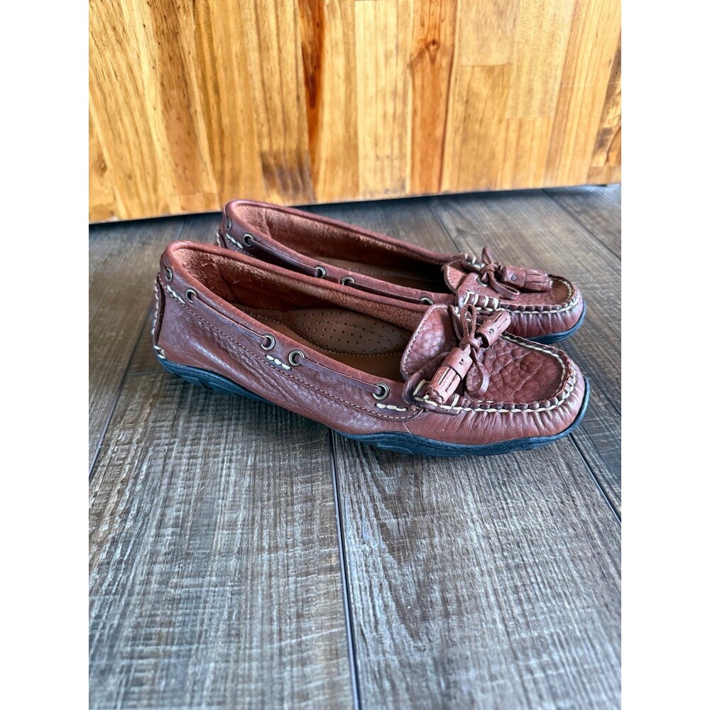 Vintage L.L. Bean Leather Tasseled Driving Moccasins Sz. 6M Brown